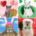 Kacctyen 18 Pcs Patriotic Cat Collars Bulk Easter Holiday Cat Collars with Bow Tie 4th of July Decoration Kitty Breakaway Adjustable Pet Kitten Bowtie Decor(Medium)
