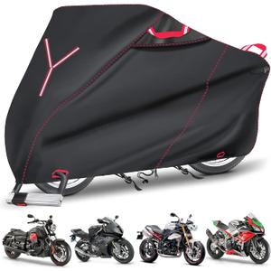 800D Heavy Duty Motorcycle Cover, Outdoor Storage Moped Covers, All-Weather Universal Waterproof Scooter Cover with 3 Reflective Handle、2 pairs Lock Holes and 3 Fixed Buckles - 87" x 37" x 40"