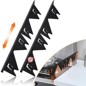 Stainless Steel Stove Gap Covers,Stove Gap Filler, Range Trim Kit, Stove Gap Guards, Heat Resistant and Easy to Clean, Easy retractable Length 13.8" to 27.5", Width 0.79",Black(2PCS)