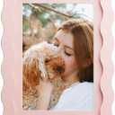 4x6 Picture Frame with Mat for 3.5x5, Wavy Edge Wooden Real Glass Photo Frame for Tabletop and Wall Hanging, Pink, 1 Pack