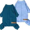 Fitwarm 2 Pack Lightweight Fleece Dog Pajamas, Warm Winter Dog Clothes for Small Dogs Boy Girl, Fuzzy Pet Onesie with Feet, Light Sky Blue, Turquoise, XS