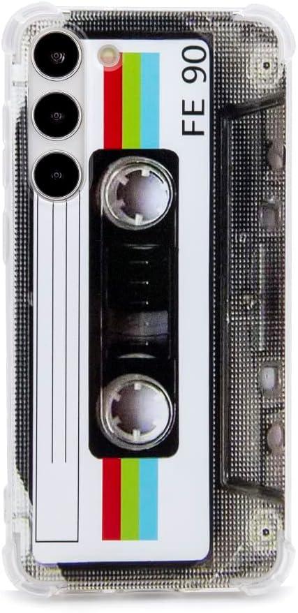 Case for Galaxy S23 Plus with Reinforced Corners TPU Soft Bumper Retro Cassette Tape Case Compatible with Samsung Galaxy S23+