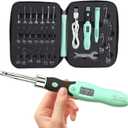 Upgraded Counting Crochet Hook Set - 24-in-1 Interchangeable Hooks Kit - Light Up, Digital Stitch & Row Counter- No Need to Move Fingers- Ergonomic for Arthritic Hands - Cool Gift (Green-24 Size)