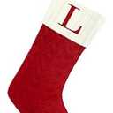 Christmas Stockings with Initials,20 Inches Large Knit Embroidered Letter Christmas Stocking,Monogram Christmas Stocking for Famliy Holiday and Xmas Tree Fireplace