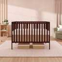 Dream On Me Synergy 5-in-1 Convertible Full-Size Baby Crib with Toddler, Day & Full Bed Conversion in Espresso, GreenGuard Gold & BSA, 3 Mattress Heights, Sustainable Pinewood