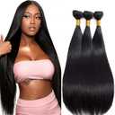 Straight Human Hair Bundles 26 28 30 Inch Natural Black Color Unprocessed Virgin Hair 3 Bundles/150g Natural Color Bundle Human Hair Extensions