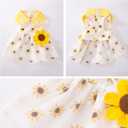 Dog Dress Soft Breathable Puppy Dresses Elegant Princess Lace Floral Pet Dress with Sunflower for Small Dog M