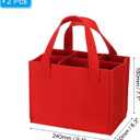 PATIKIL 6 Bottle Wine Carrier Tote with Divider, 2 Pack Wine Bottle Carrier Gift Bag, Reusable Felt Grocery Bag, Red