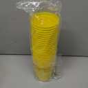 BLUE PANDA 25 Pack Yellow Plastic Stadium Cups - 16 oz Bulk Yellow Reusable Plastic Cups for All Occasions & Celebrations