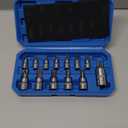 PTSTEL 13Pcs Torx Bit Socket Set T8-T70 CRV Star Sockets 1/4-inch, 3/8-inch & 1/2-inch Drive For Hand Use Work On Cars, Trucks, Appliances, Lawn Equipment, Machinery, and Other Jobs With Storage Case