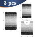 OLANLY Bathroom Rugs Sets 3 Piece, Soft Absorbent Microfiber Bath Mats and U-Shaped Contour Toilet Rug, Plush Shaggy Bath Mat Set for Bathroom (30"x20"+24"x16"+24"x20", Black)