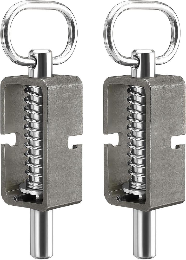 Spring Latch, Trailer Gate Latch, Heavy Duty Spring Loaded Gate Latch Pin, Stainless Steel Trailer Door Lock Mechanism with D-Ring Handle, 2-Pack