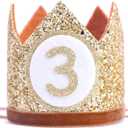 Baby Crown for 3st Birthday - Third Birthday Party Decoration, Glitter Crown Hat