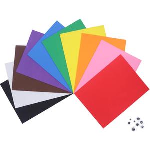 OISAKLD 10 Pack EVA Color Foam 9x12 inch EVA Craft Foam 2mm EVA Foam Sheets for DIY Handcraft Crafts Project