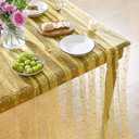 Horaldaily Yellow Gold Sparkling Star Gauze Tablecloth 60x104 Inch Rectangular, Golden Star Sequin Glitter Metallic Foil, Sheer Tulle Cheesecloth for Wedding Baby Shower Party