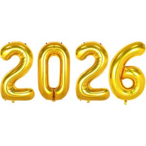2026 Balloons Gold, 16 Inch 2026 Balloons Number, 2026 Balloon Numbers for 2026 New Years Eve Party Supplies, 2026 Foil Balloons for New Years Decorations 2026