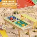 Giant bean 3 in 1 Kids Picnic Table, Indoor Outdoor Sand and Water Activity Table for Toddler Boys Girls, Convertible Sensory Toy w/Height Adjustable Umbrella & 2 Storage