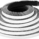 Door Brush Seal, 33Feet, Felt Pile Weather Stripping for Doors, Weather Strip for Windows, Cabinet, Self-Adhesive Draft Blocker, Dust Stopper Sliding Door Seal Winter, Grey 10m