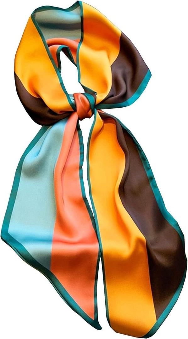 Head Scarf Hair Neck Scarves For Women Purse Bag Scarfs For Handbags Silky Long Thin Satin Headscarf Fashion (B33-maple Leaf(5.9 X 59inch)