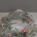 YNYLCHMX 20 Inch Winter Wreath for Front Door, Winter Wreaths with Pine Needles Holly Red Bells, Artificial Door Snowy Wreaths for Outdoor Indoor Reef Farmhouse Windows Wall Holiday Decoration (Red Balls&green Leaves)