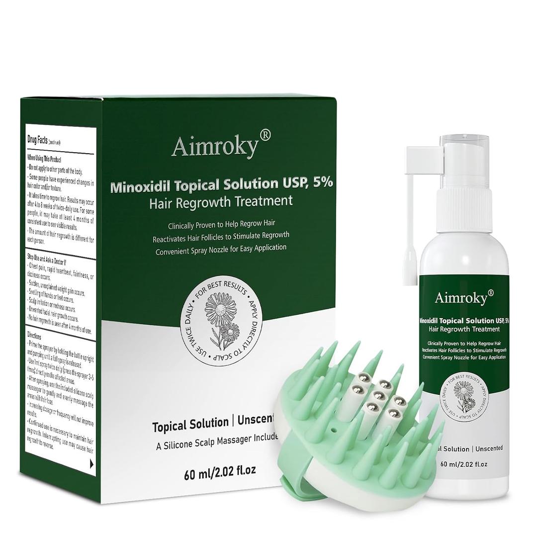 Minoxidil Spray Kit for Men and Women 5% Minoxidil Hair & Beard Growth Oil Kit, Advanced Hair Regrowth Serum Topical Solution Minoxidil Spray Treatment for Hair Loss, Thinning, Hair Thicker 2.02 fl.oz