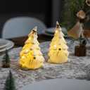 2 x Ceramic Christmas Tree Gnomes Decoration for Tabletop Christmas Decor Indoor, White Gnome Lighted Ceramic Trees Decor
