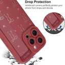 TEAUGHT for iPhone 16 Pro Max Case with Wrist Strap Holder, Cute Bows Hearts Design with Finger Hand Strap Wristband Stand, Soft TPU Shockproof Protective Cover for Women Girls - Wine Red