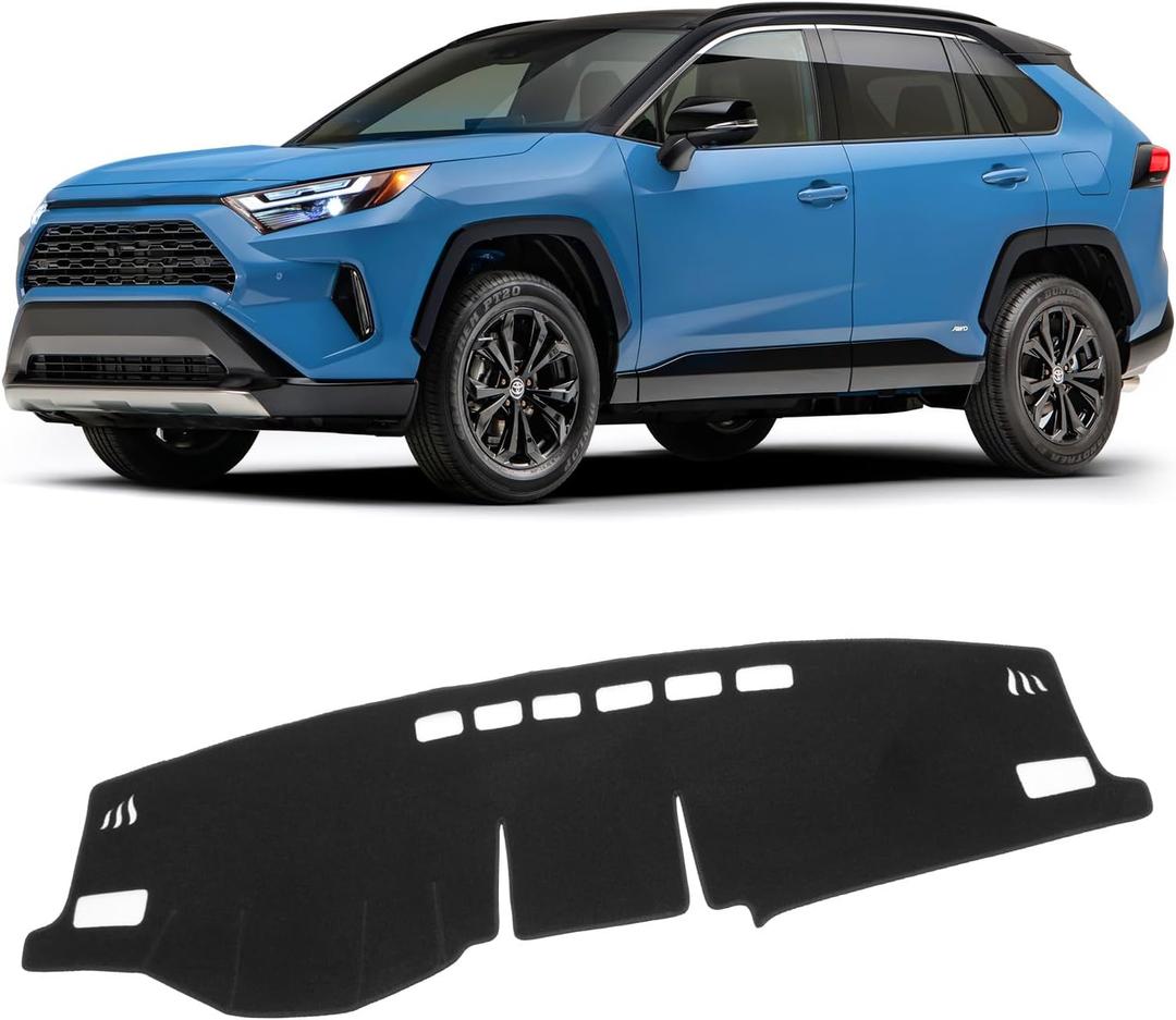 KUST Car Dash Cover Mat for Toyota RAV4 2019-2024 2025 Left Hand Driving Non-Slip Dashboard Cover Interior for RAV4 Accessories Custom Fit Dash Mat Sunshade Windshield Glare Black