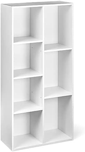 Amazon Basics 7 Cube Organizer Bookcase Shelf, Storage for Home and Office, 9.25"D x 19.49"W x 41.73"H, White Amazon Basics 7 Cube Organizer Bookcase Shelf, Storage for Home and Office, 9.25"D x 19.49"W x 41.73"H, White