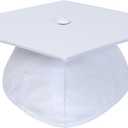 Unisex Adult Matte Graduation Cap with Tassel Year Charm (White)