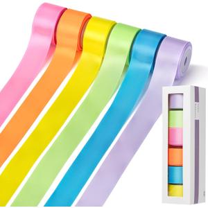Mr. Pen- Satin Ribbon, 6 Rolls, 1 Inch, 5 Yards/Roll, Colorful Satin Ribbon 1 Inch