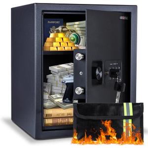 1.4 Cubic Small Safe Box, Digital Security Box Mini Safe W/Fireproof Bag