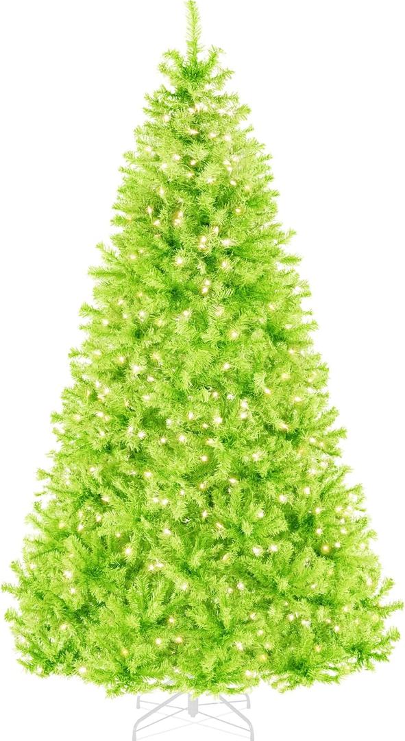 Best Choice Products 6ft Pre-Lit Lime Green Christmas Tree, Full Artificial Holiday Decoration w/ 947 Branch Tips, 250 Lights, Foldable Base