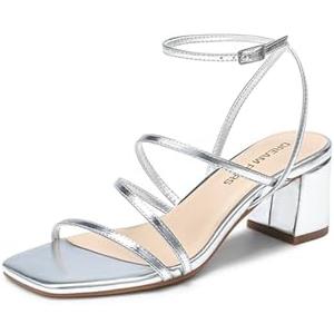 DREAM PAIRS Womens Block Heels 2 inch Strappy Square Toe Dressy Chunky Low Heeled Sandals for Party Wedding Evening ,Size 6