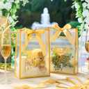 Marspark 30 Pcs Clear Thank You Gift Bags with Handle, Clear Plastic Gift Bag with Ribbon Transparent Tote Bags for Wedding, Birthday, Party Favors, 10.24 x 7.09 x 3.15 Inch (Gold), 1 count