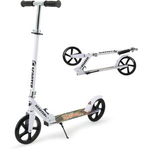 Scooter for Kids 8-12, Teens & Adults, Max Load 240 LBS, Foldable Kick Scooter with 8-inch Big Wheels, Kickstand, 3 Adjustable Levels, Rear Brake, White Scooter for Kids 8-12, Teens & Adults, Max Load 240 LBS, Foldable Kick Scooter with 8-inch Big Wheels, Kickstand, 3 Adjustable Levels, Rear Brake, White
