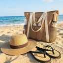HOMESPON Beach Bag Large Waterproof Sandproof Tote for Women with Zipper and Mesh Pockets
