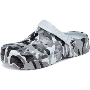 Kids Boys&Girls Black Camouflage Clogs Children's Beach Shoes Classic Marbled Tie Dye Clog Little Kid (1 Big Kid, Grey)