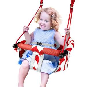 Shker Toddler Swing – Comfy Baby Swing, Outdoor Indoor, Kids Swing Seat, Safety Harness, Secure, Safe Quick Click Locking System, Blister-Free Rope, Easy Installation (Red)