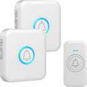 FOVKSUC Wireless Doorbell, Classroom Doorbell, with 60 Chimes 5 Levels Volume and LED Flash, 1000ft Range Waterproof Door Bells for Homes Office Hospital (2 Receivers + 1 Button, White, U.S. Plug)