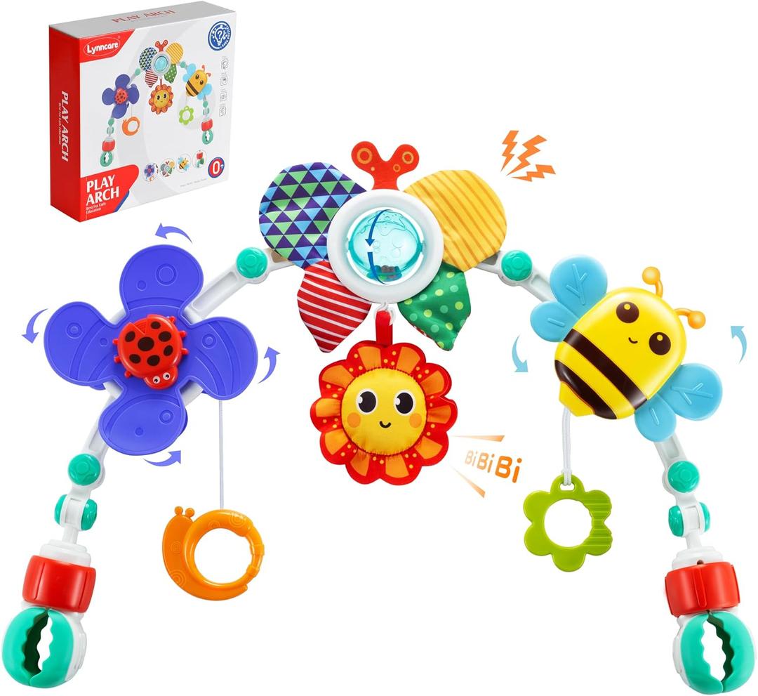 Lynncare Adjustable Arch Bassinet Toys for Infant & Toddlers, Stroller Arch, Baby Crib Toys with Fascinating Hanging for Stimulating Babys Senses and Developing Motor Skills