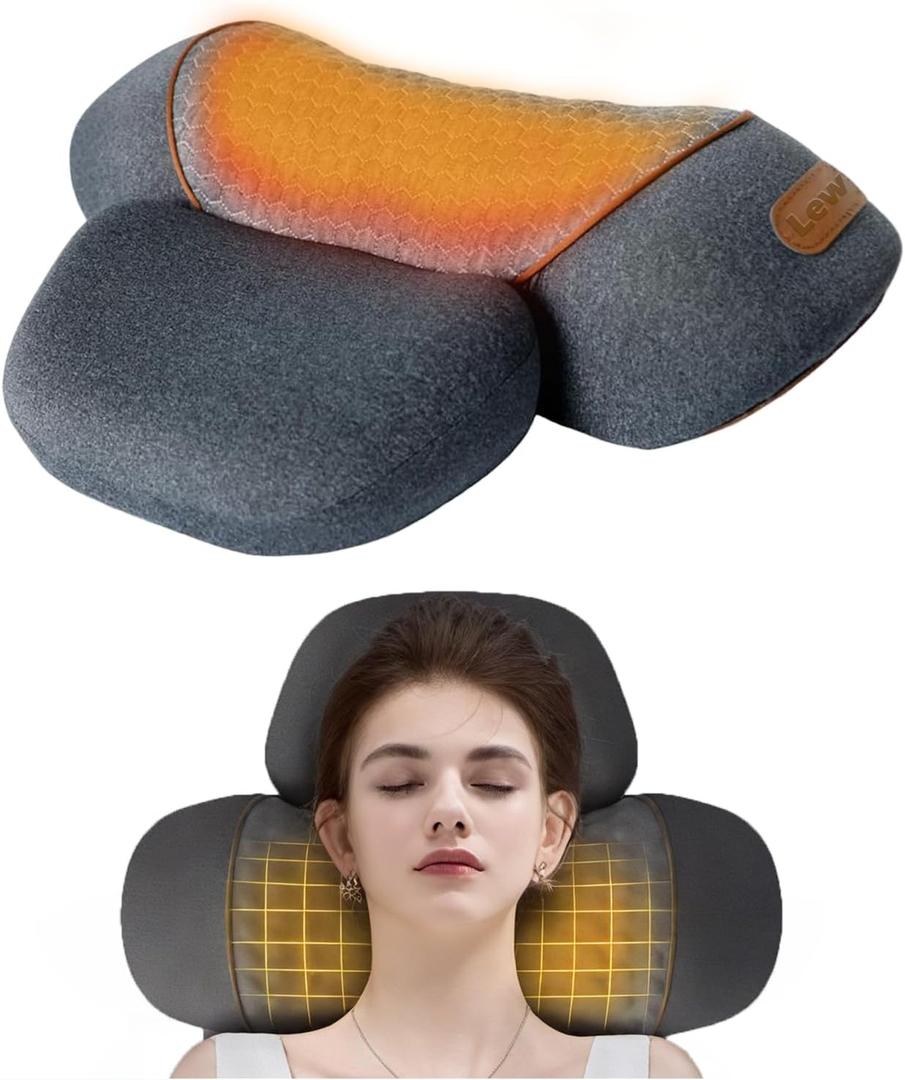 Non-Rechargeable 3-in-1 Neck Massager Pillow with Heat for Pain Relief Deep Tissue, Cervical Neck Pillow with Traction Massager,Dark Grey