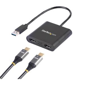 StarTech USB-A 3.0 to Dual HDMI Adapter for Windows, Dual Monitor USB to 2x HDMI Display Converter, 4K 30Hz + 1080p 60Hz, Extend or Mirror Multi-Screen Setup