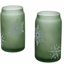 Tabletops Gallery 2 Piece Snowflake Soda Can Glass Set - Green