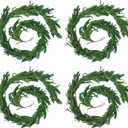 Hananona 4 Pcs 9 Ft Artificial Norfolk Pine Garlands, Realistic Pine Garland, Green Artificial Greenery Garland for Table, Mantle, Wall, Indoor, Outdoor Winter Christmas Decorations (4, 9 FT)