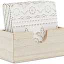 Juvale Wooden Coasters Set of 6-3.8 in, White, Square, Farmhouse Style - Coaster Holder for Coffee Table & Bar Decor - Kitchen & Living Room Decor