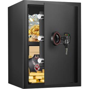 [19.7" Tall] Large Home Safe Box, Anti-theft Safes with Dual Alarm System, Programmable Keypad and Spare Keys, Digital Fire Proof Safe for Home Money Firearm Documents Medicines