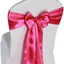 WELMATCH Hot Pink Satin Chair Sashes Ties - 50 pcs Wedding Banquet Party Event Decoration Chair Bows (Hot Pink, 50, 6.5"x108")