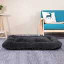 Coohom Deluxe Plush Dog Bed Pet Cushion Crate Mat,Fulffy Comfy Kennel Anti-Slip Washable Pad for Medium Large X-Large Dogs(XX-Large, Black)