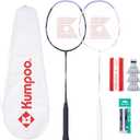 Badminton Set of 2 Rackets with Overgrips, 3 Shuttlecocks and Bag, 4U